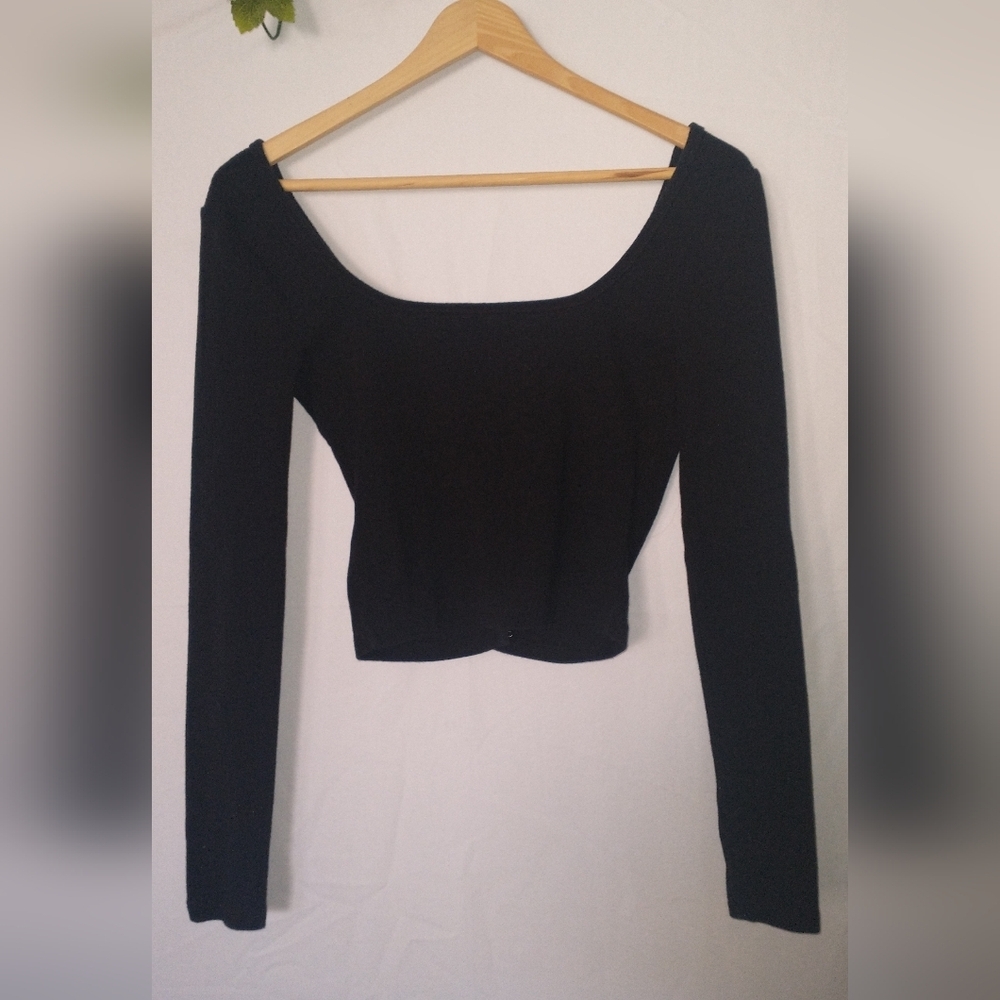 Sexy Crop Top Long Sleeve Women's Blouse Clasp Front Moto Top Small - Picture 4 of 4